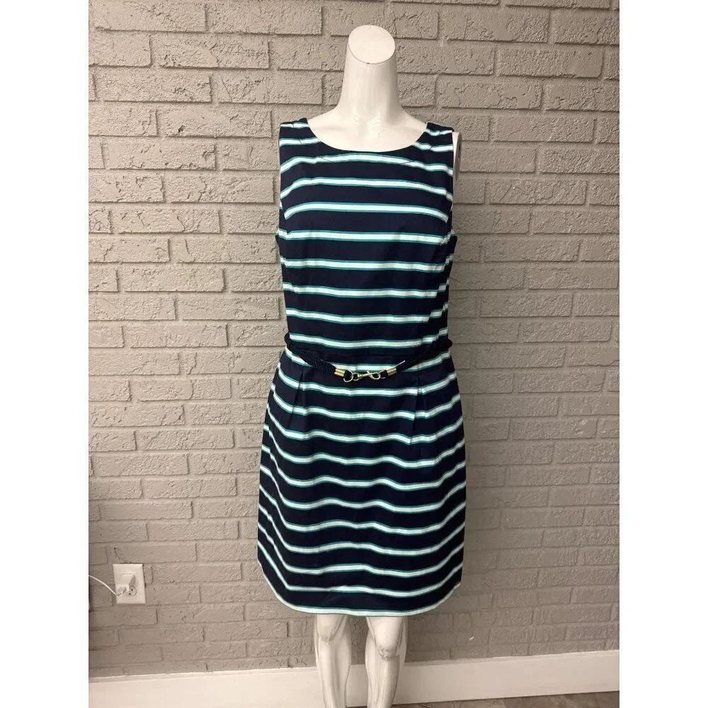 Tommy Hilfiger Women Sleeveless Nautical Striped Dress Size 10